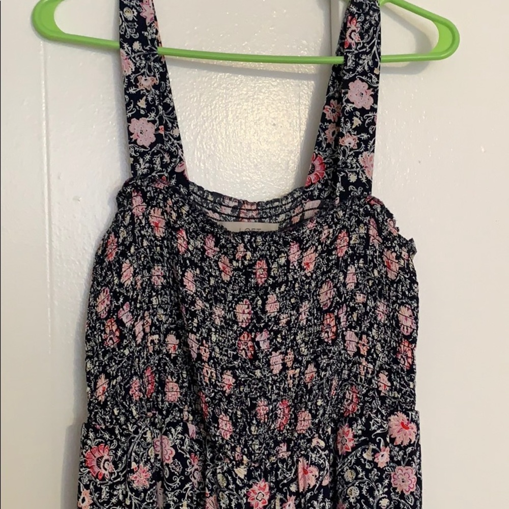 Smocked floral jumpsuit with pockets